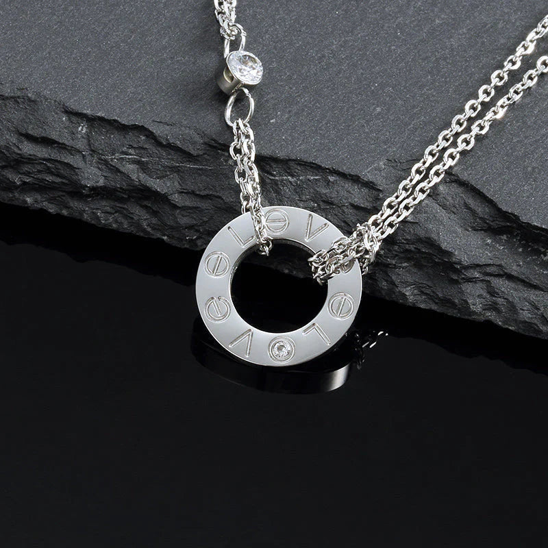 [⭐DORISW] LOVE NECKLACE 16MM 2 DIAMONDS