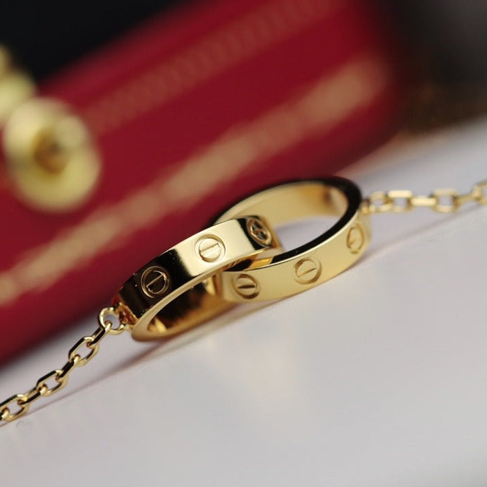 [⭐DORISW] LIEBESKETTE DOPPELRING GOLD