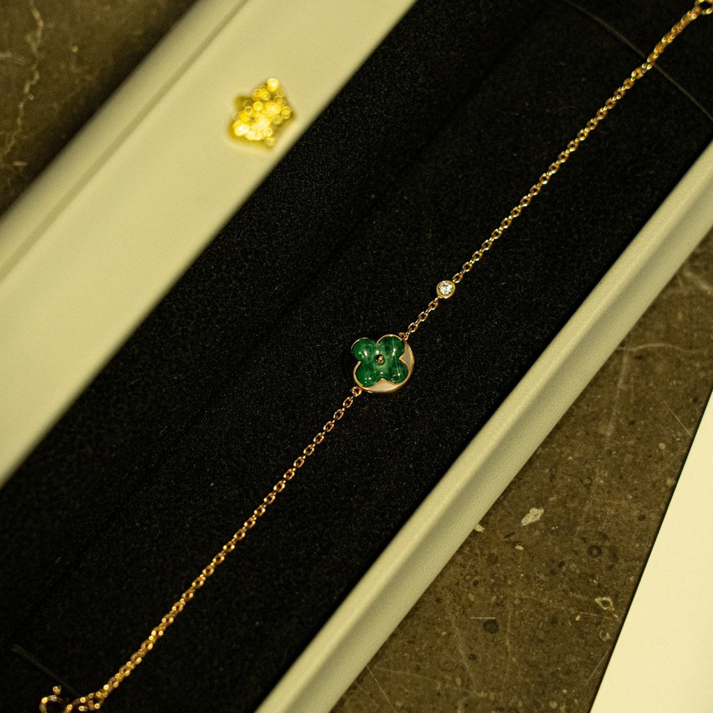 [⭐DORISW] SUN MALACHITE 1 DIAMOND PINK GOLD BRACELET