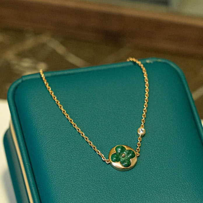 [⭐DORISW] SUN MALACHITE 1 DIAMOND PINK GOLD BRACELET