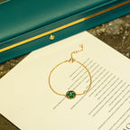 [⭐DORISW] SUN MALACHITE 1 DIAMOND PINK GOLD BRACELET