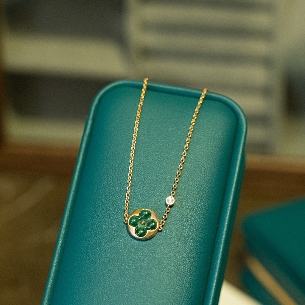 [⭐DORISW] SUN MALACHITE 1 DIAMOND PINK GOLD BRACELET