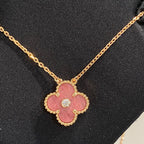 [⭐DORISW] CLOVER 15MM DIAMOND RHODONITE NECKLACE