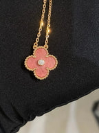 [⭐DORISW] CLOVER 15MM DIAMOND RHODONITE NECKLACE