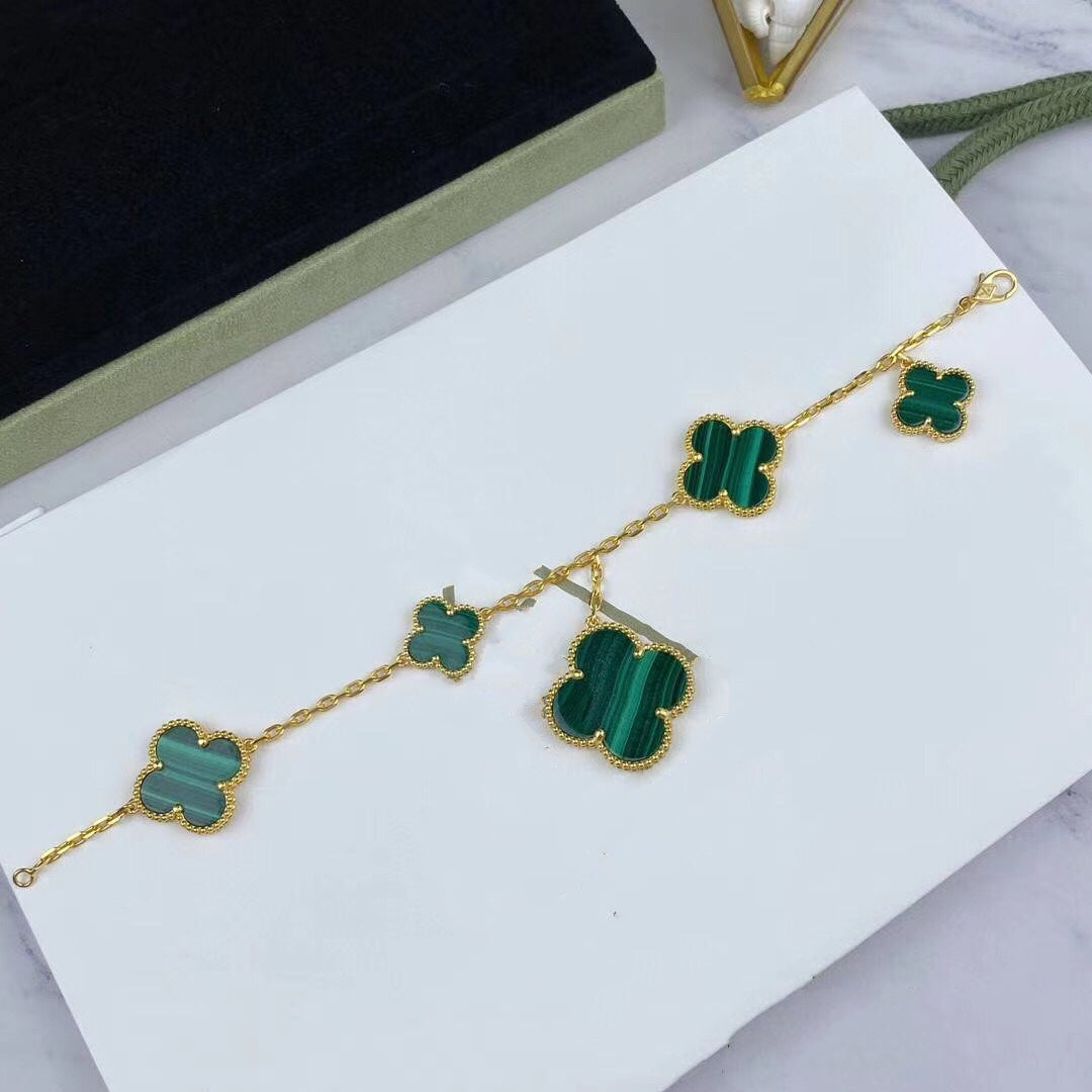 [⭐DORISW] MAGIC CLOVER MALACHITE GOLD BRACELET 5 MOTIFS