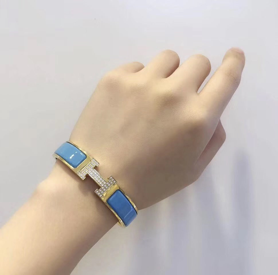 [⭐DORISW] H CLOUD BLAUES ARMBAND GOLD DIAMANT