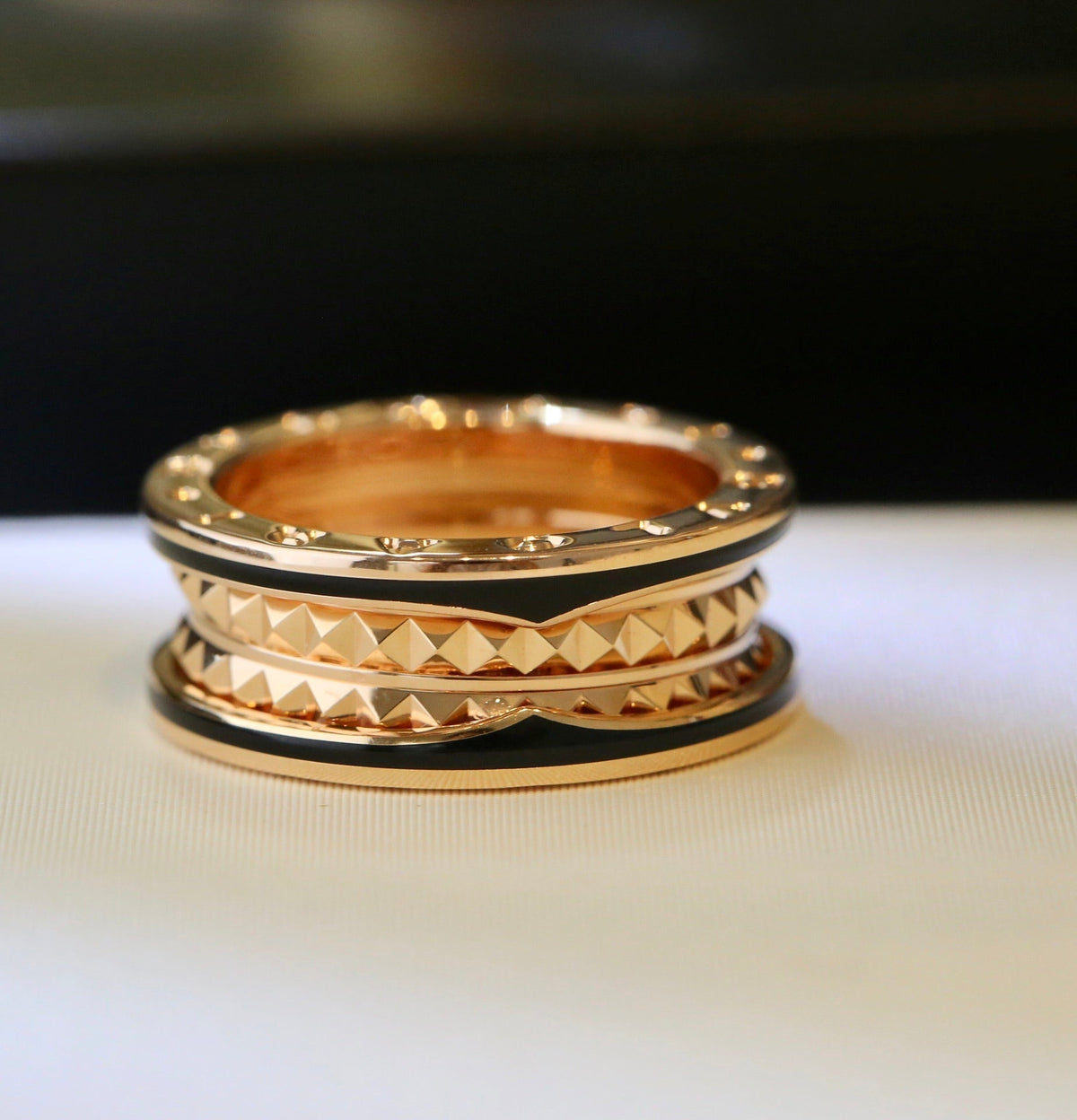 [⭐DORISW]ZERO 1 PINK GOLD BLACK CERAMIC RING