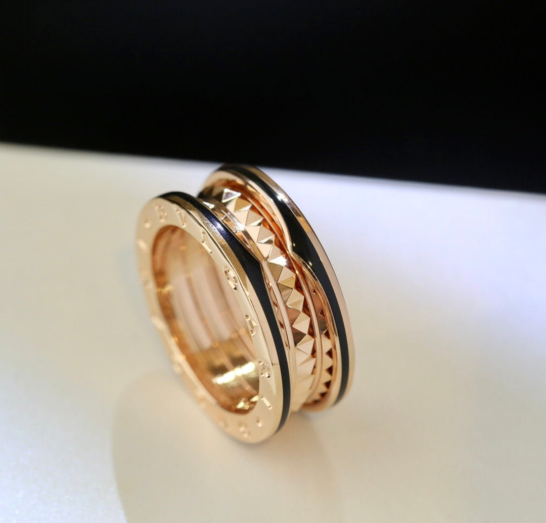 [⭐DORISW]ZERO 1 PINK GOLD BLACK CERAMIC RING