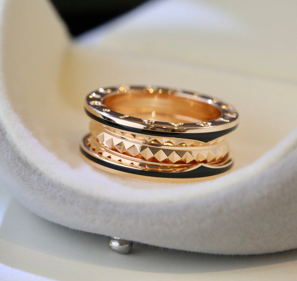 [⭐DORISW]ZERO 1 PINK GOLD BLACK CERAMIC RING
