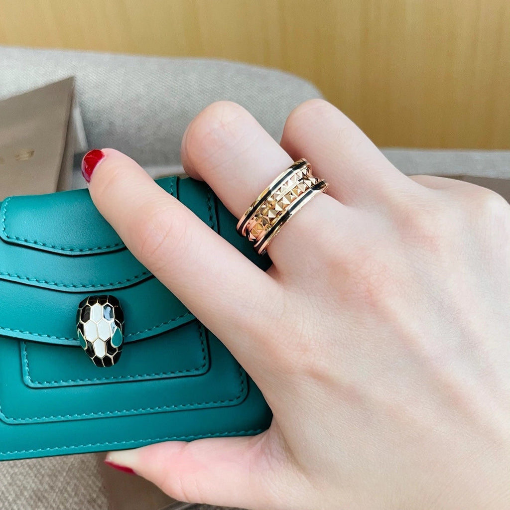 [⭐DORISW]ZERO 1 PINK GOLD BLACK CERAMIC RING