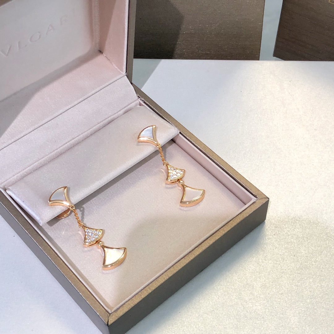 [⭐DORISW]DREAM OHRRINGE 3 MOTIVE DIAMANT PERLMUTT ROSÉGOLD