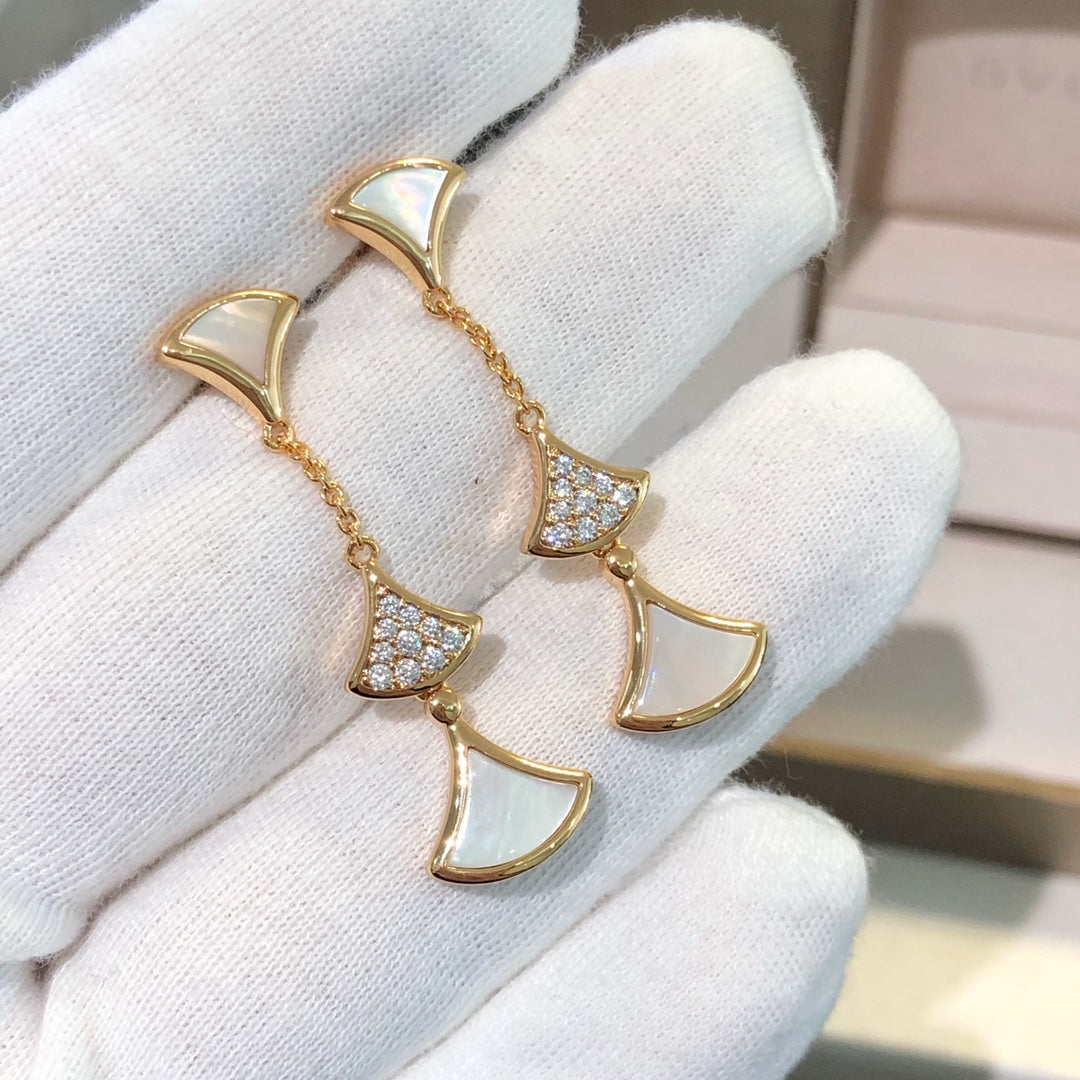 [⭐DORISW]DREAM OHRRINGE 3 MOTIVE DIAMANT PERLMUTT ROSÉGOLD