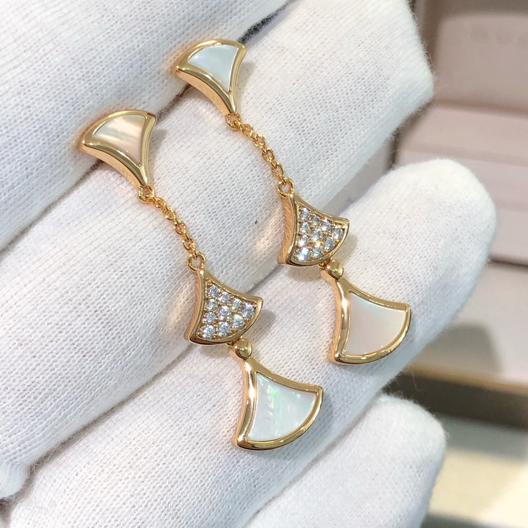 [⭐DORISW]DREAM OHRRINGE 3 MOTIVE DIAMANT PERLMUTT ROSÉGOLD