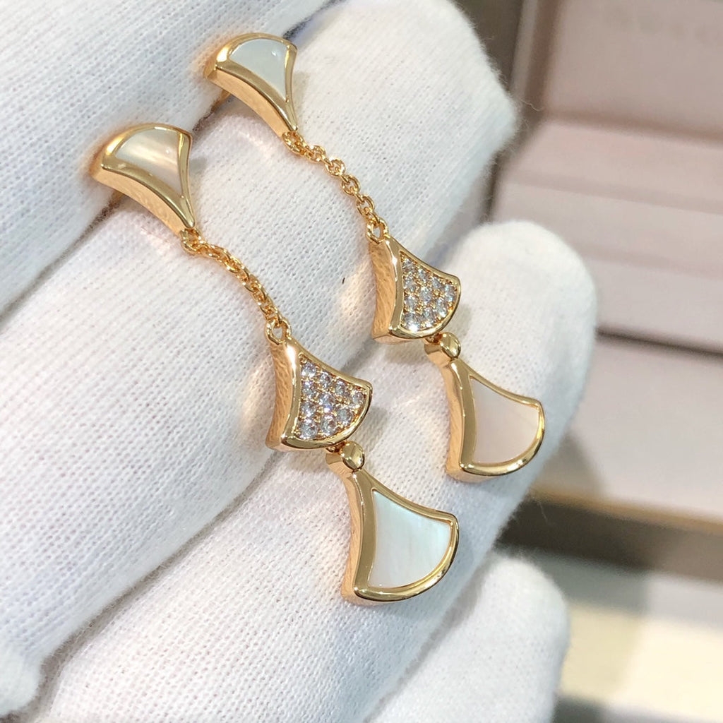 [⭐DORISW]DREAM OHRRINGE 3 MOTIVE DIAMANT PERLMUTT ROSÉGOLD