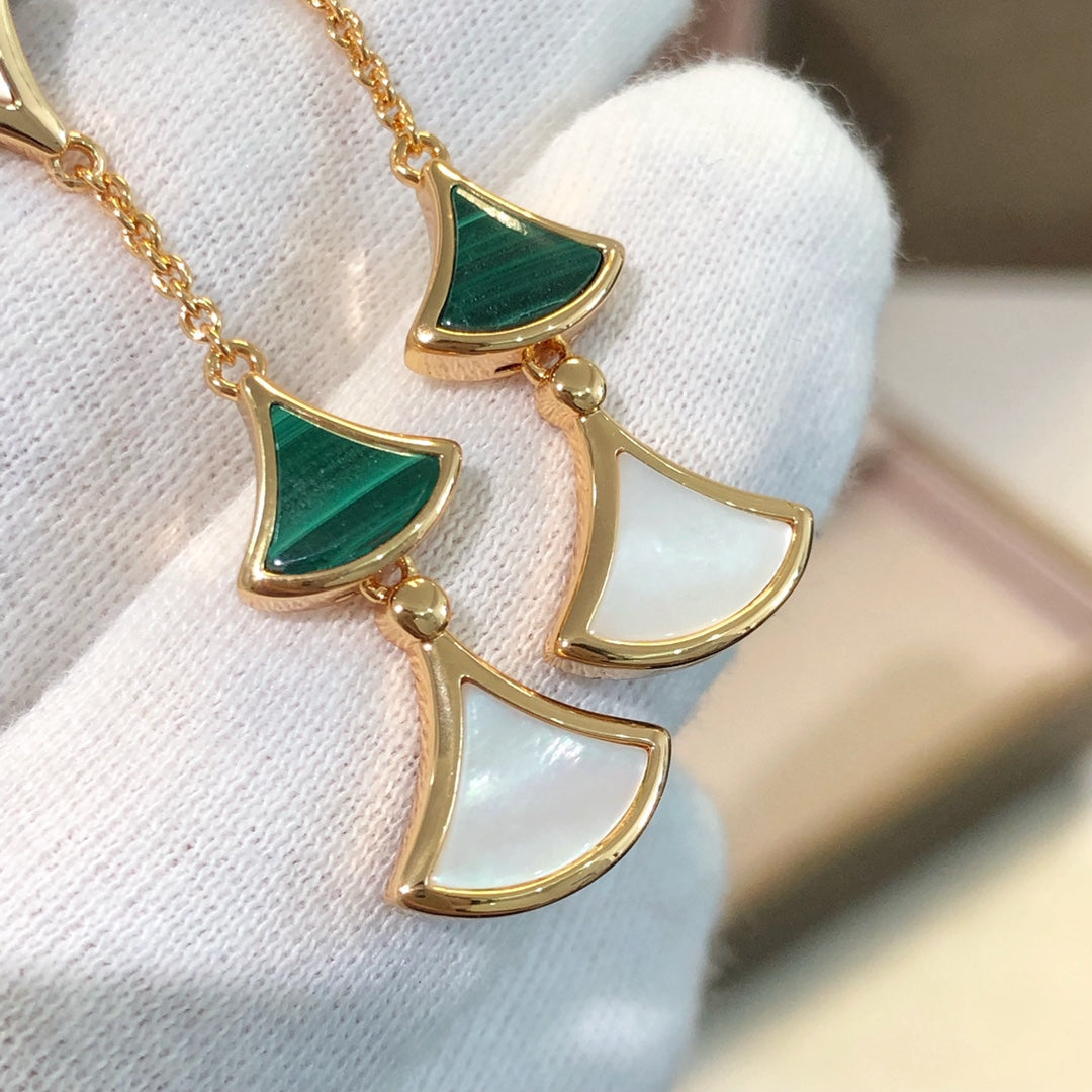 [⭐DORISW]DREAM EARRINGS 3 MOTIFS MALACHITE MOP PINK GOLD