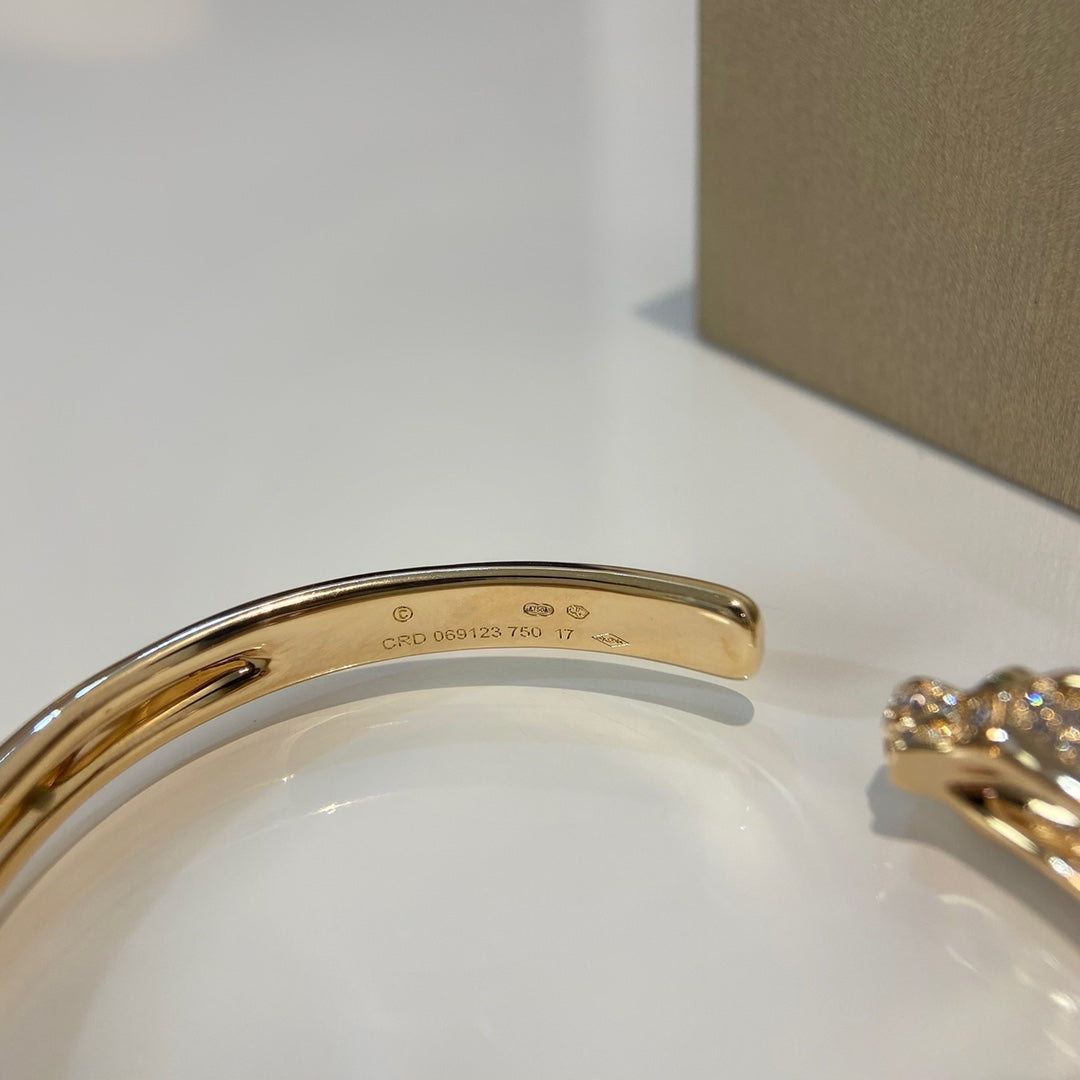 [⭐DORISW] PANTHERE GOLD DIAMOND OPEN BRACELET