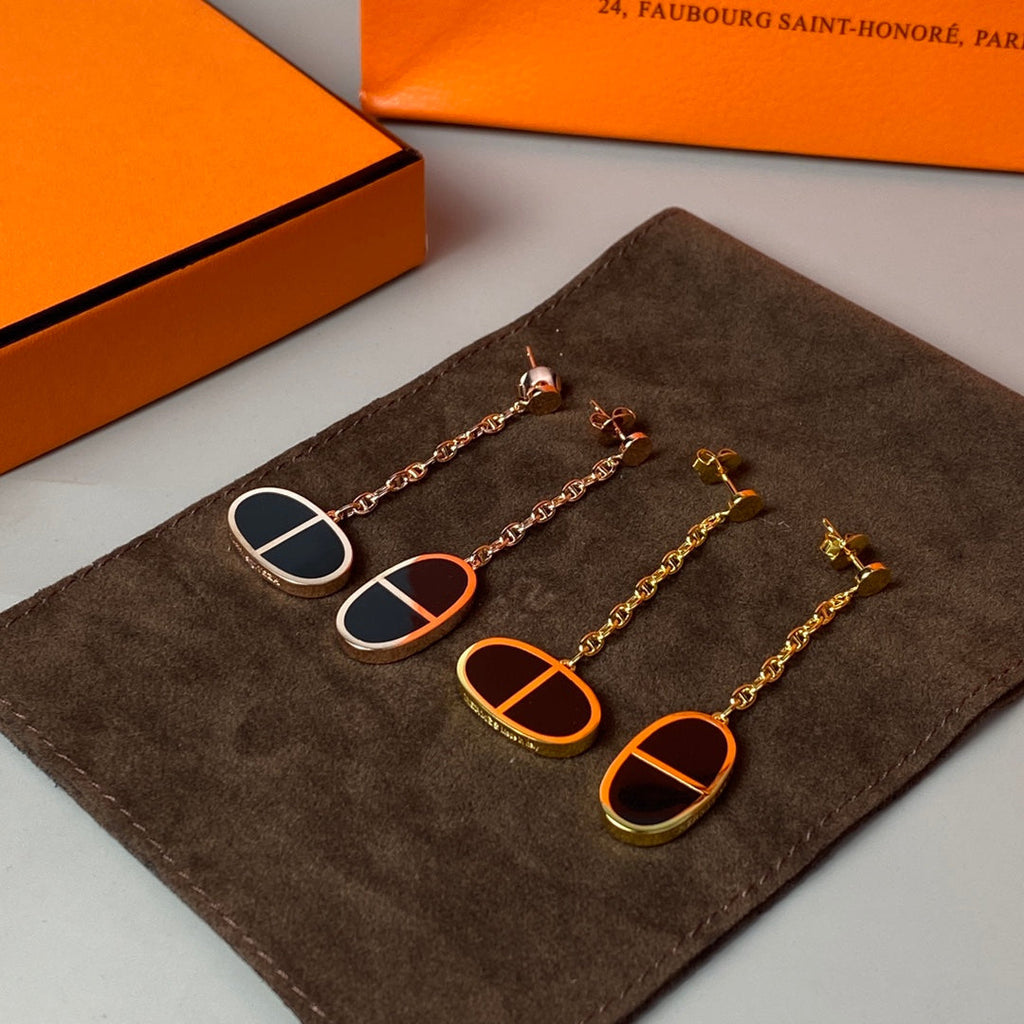 [⭐DORISW] CHAINE VERSO BLACK CERAMIC EARRINGS
