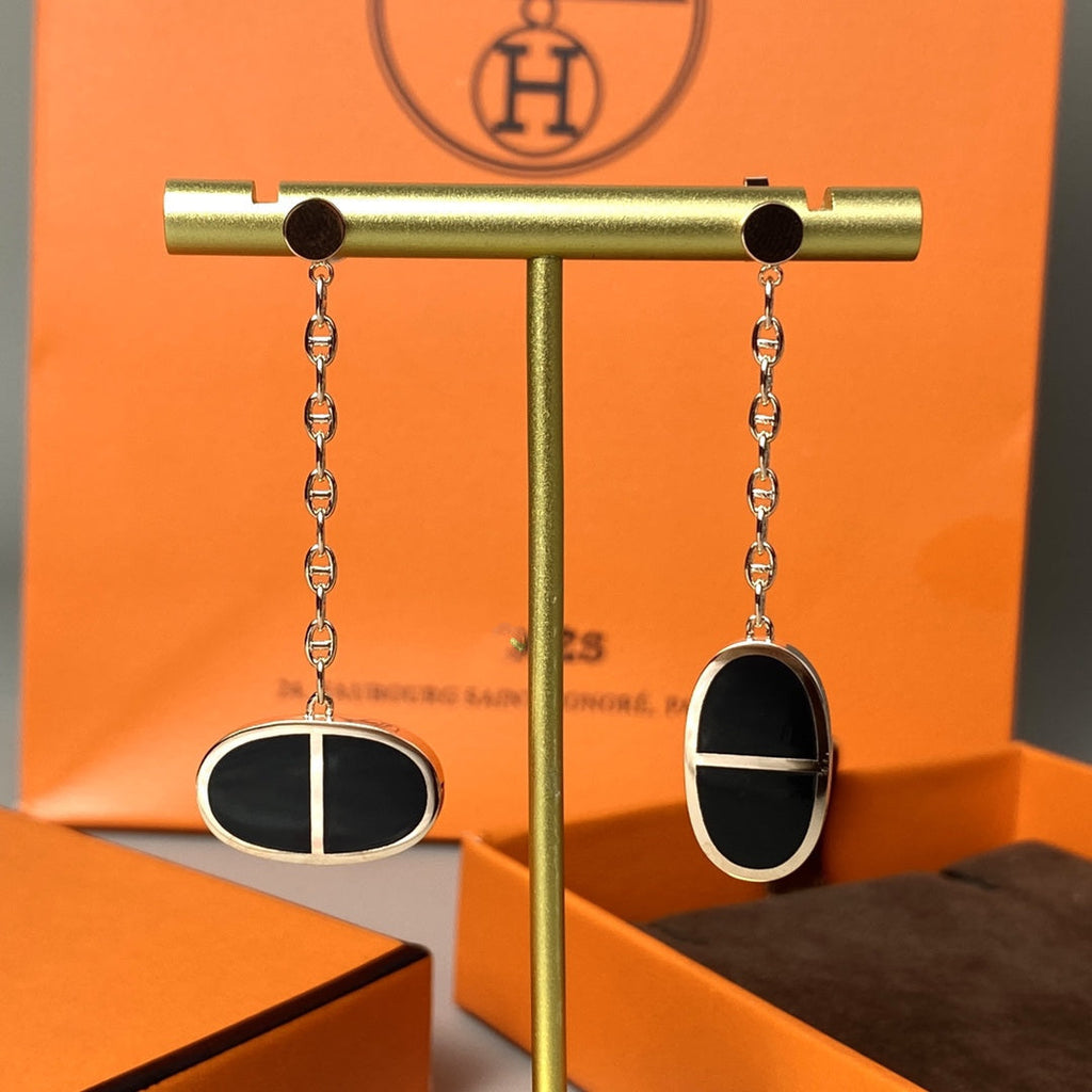 [⭐DORISW] CHAINE VERSO BLACK CERAMIC EARRINGS