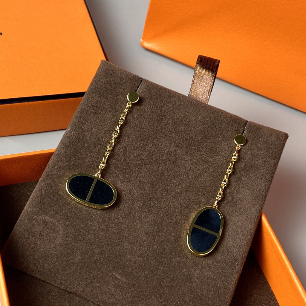 [⭐DORISW] CHAINE VERSO BLACK CERAMIC EARRINGS