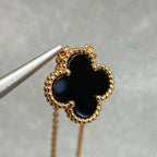 [⭐DORISW] CLOVER 15MM SCHWARZER ONYX EINZELBLUMEN-HALSKETTE