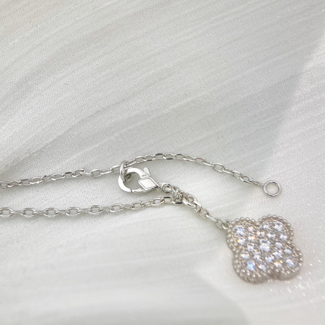[⭐DORISW] CLOVER 5 MOTIVE SILBER DIAMANTEN HALSKETTE