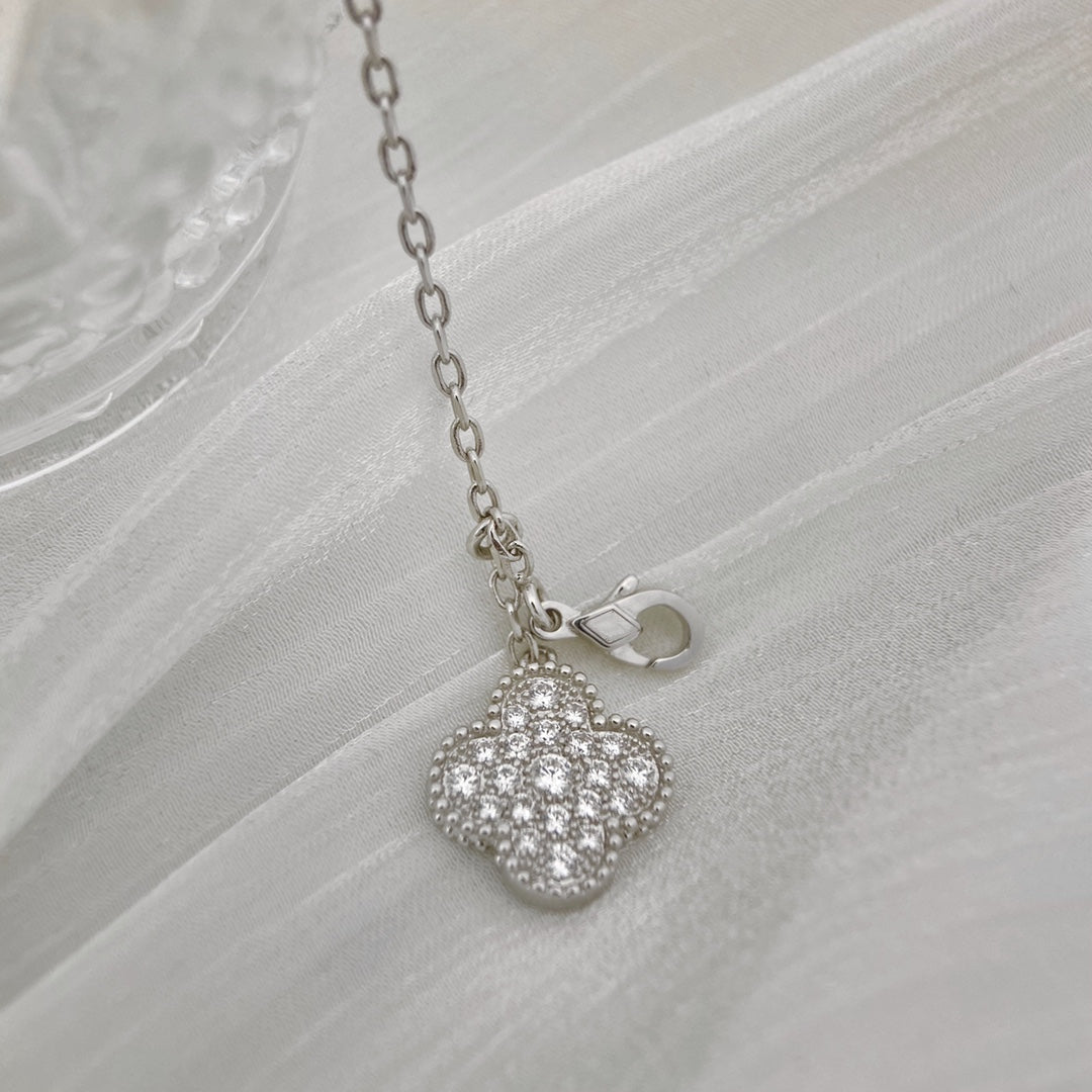 [⭐DORISW] CLOVER 5 MOTIVE SILBER DIAMANTEN HALSKETTE