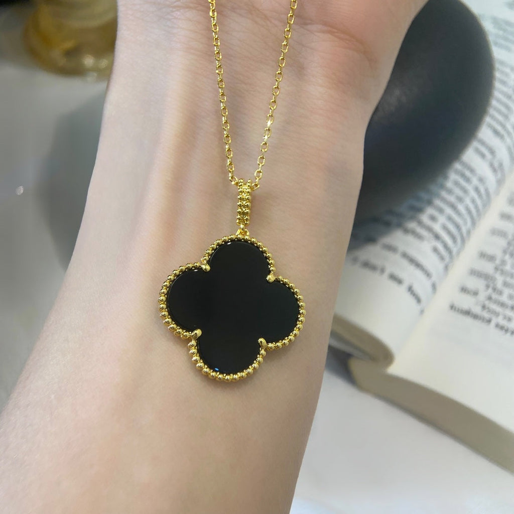 [⭐DORISW] CLOVER 25MM ネックレス ゴールド オニキス