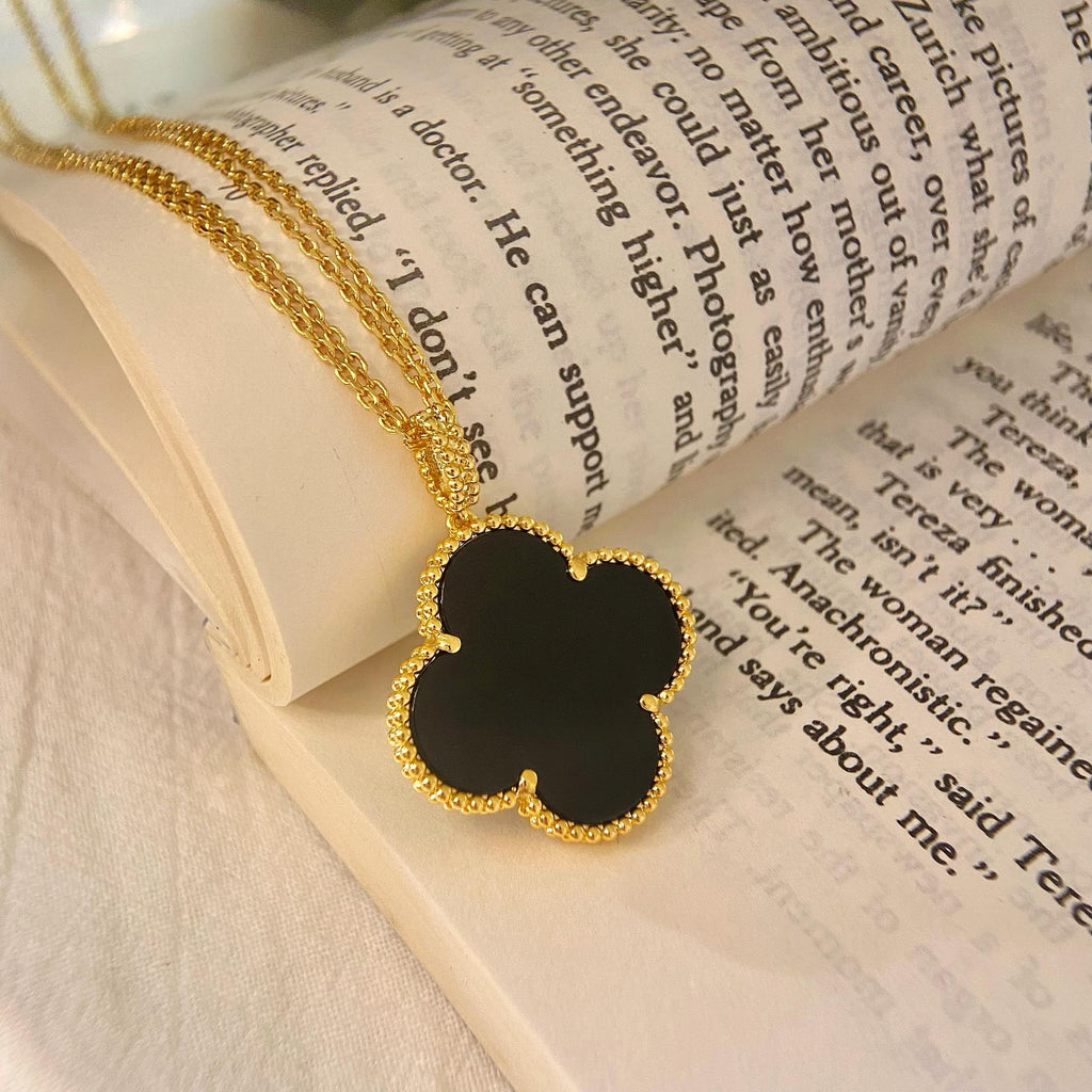 [⭐DORISW] CLOVER 25MM ネックレス ゴールド オニキス