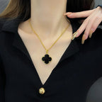 [⭐DORISW] CLOVER 25MM ネックレス ゴールド オニキス