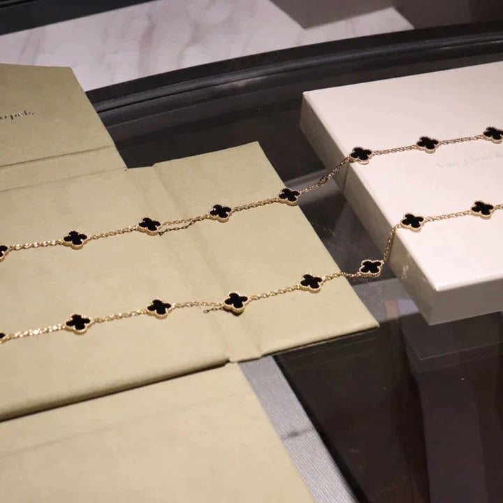 [⭐DORISW] CLOVER 20 MOTIFS ONYX NECKLACE