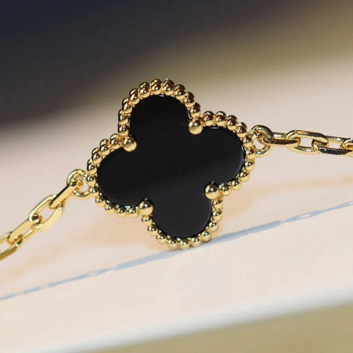 [⭐DORISW] CLOVER 20 MOTIFS ONYX NECKLACE