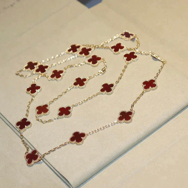 [⭐DORISW] CLOVER 20 MOTIFS CARNELIAN NECKLACE