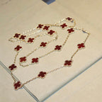 [⭐DORISW] CLOVER 20 MOTIFS CARNELIAN NECKLACE