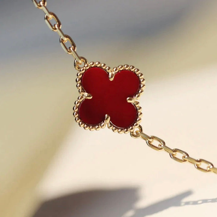 [⭐DORISW] CLOVER 20 MOTIFS CARNELIAN NECKLACE