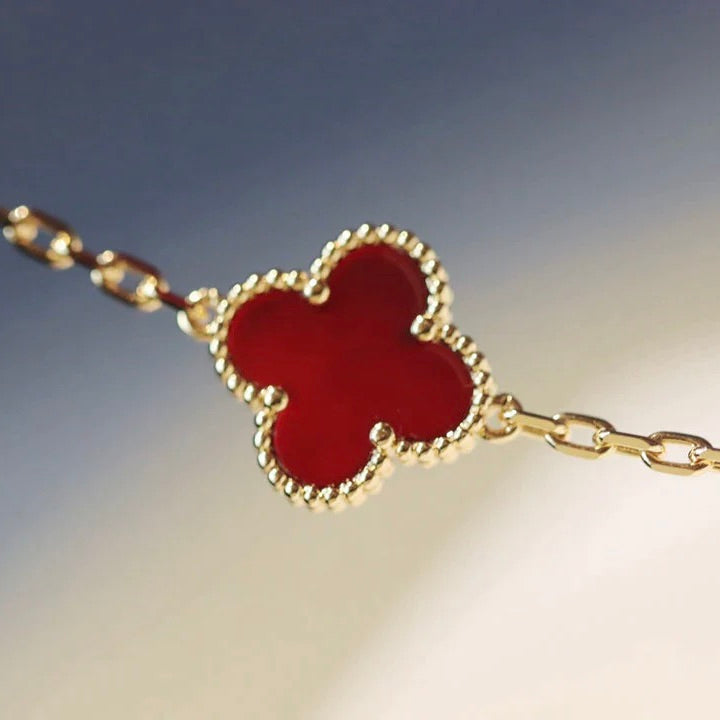 [⭐DORISW] CLOVER 20 MOTIFS CARNELIAN NECKLACE