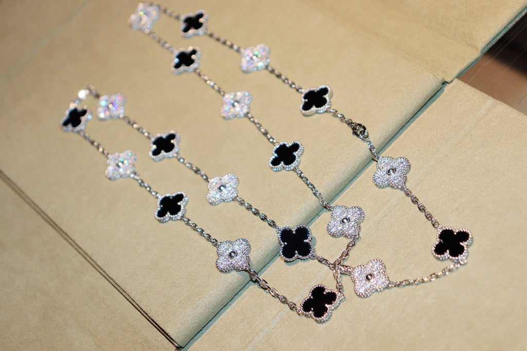 [⭐DORISW] CLOVER 20 MOTIFS ONYX DIAMOND SILVER