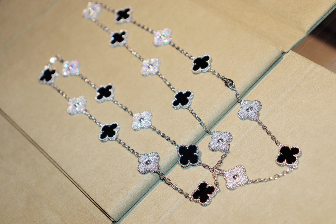 [⭐DORISW] CLOVER 20 MOTIFS ONYX DIAMOND SILVER