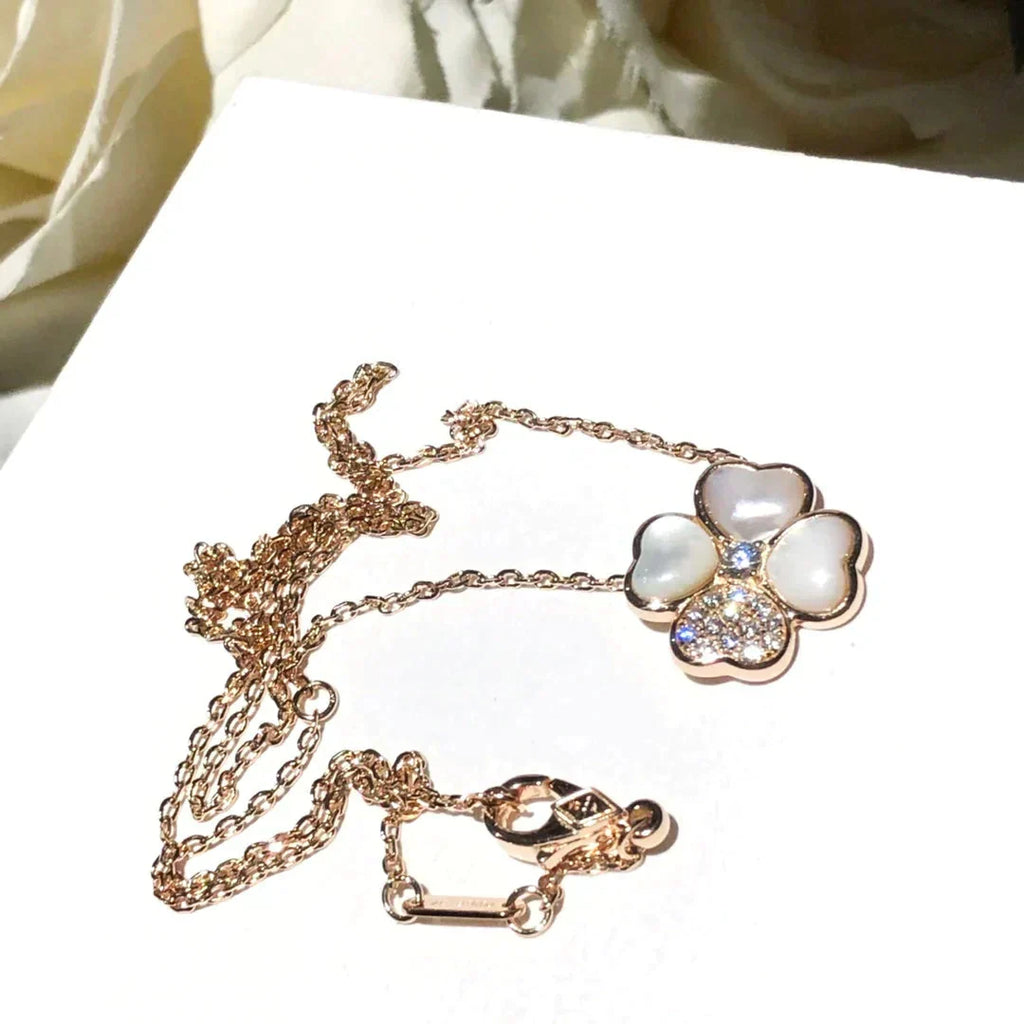[⭐DORISW] CLOVER MOP DIAMOND ROSE GOLD NECKLACE