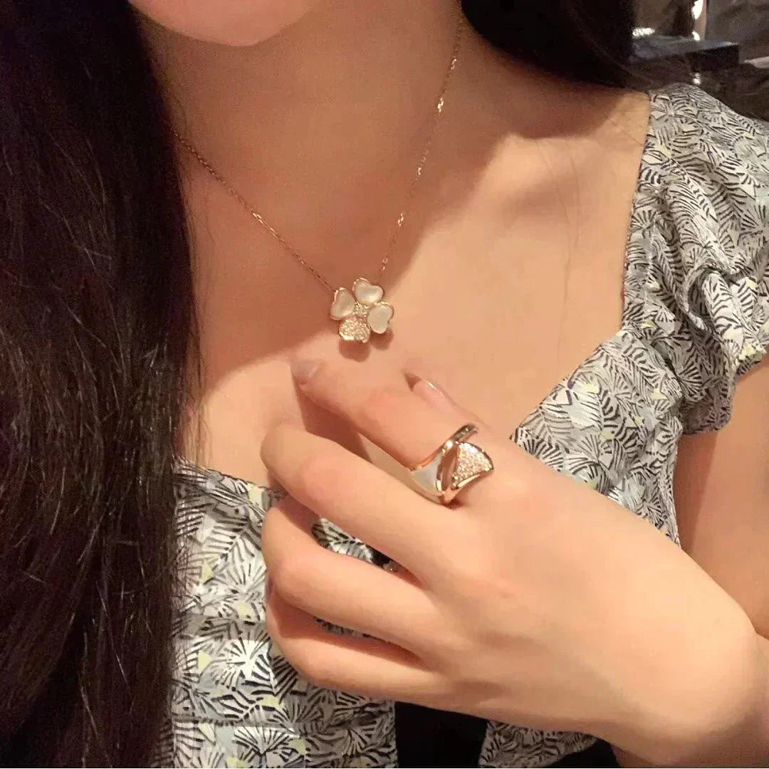 [⭐DORISW] CLOVER MOP DIAMOND ROSÉGOLD-HALSKETTE