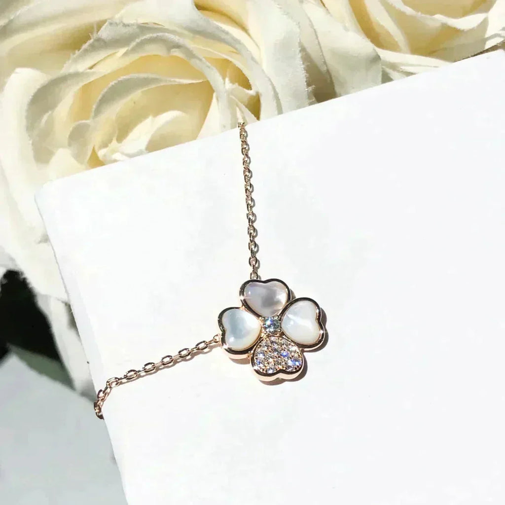 [⭐DORISW] CLOVER MOP DIAMOND ROSE GOLD NECKLACE