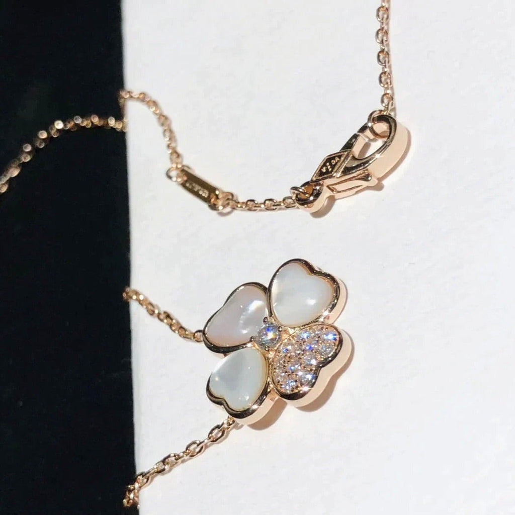 [⭐DORISW] CLOVER MOP DIAMOND ROSE GOLD NECKLACE