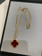 [⭐DORISW] CLOVER 25MM NECKLACE GOLD CARNELIAN