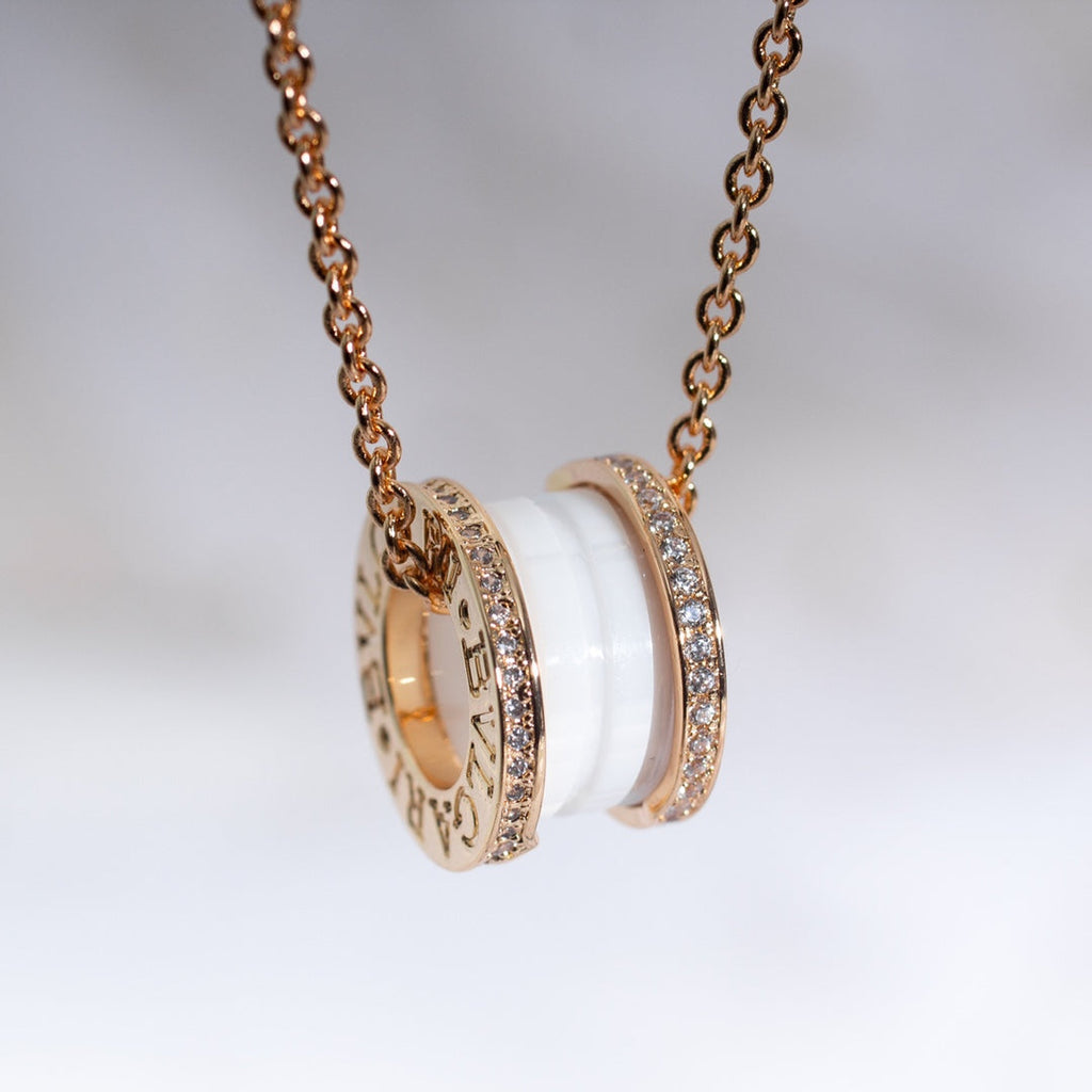 [⭐DORISW]ZERO 1 WEISSE KERAMIK ROSÉGOLD DIAMANT-HALSKETTE