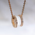 [⭐DORISW]ZERO 1 WEISSE KERAMIK ROSÉGOLD DIAMANT-HALSKETTE