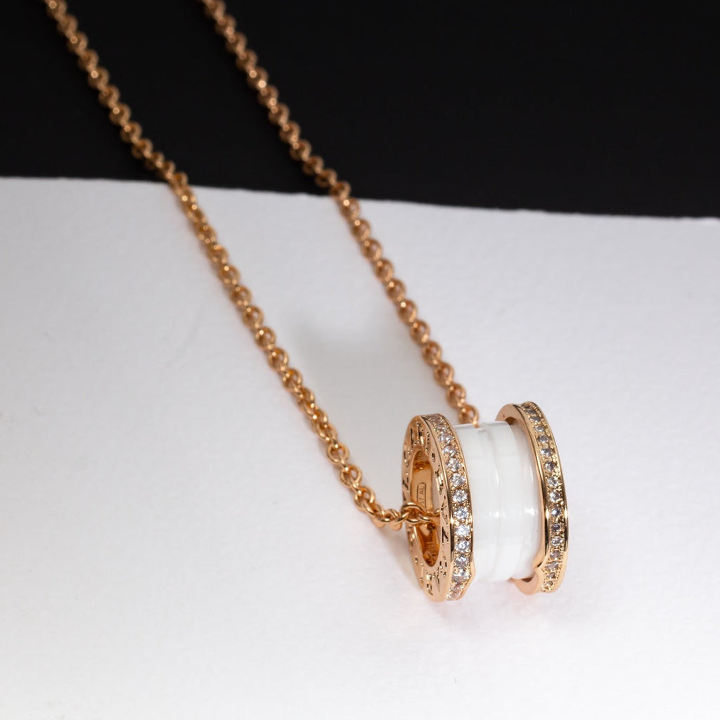 [⭐DORISW]ZERO 1 WEISSE KERAMIK ROSÉGOLD DIAMANT-HALSKETTE