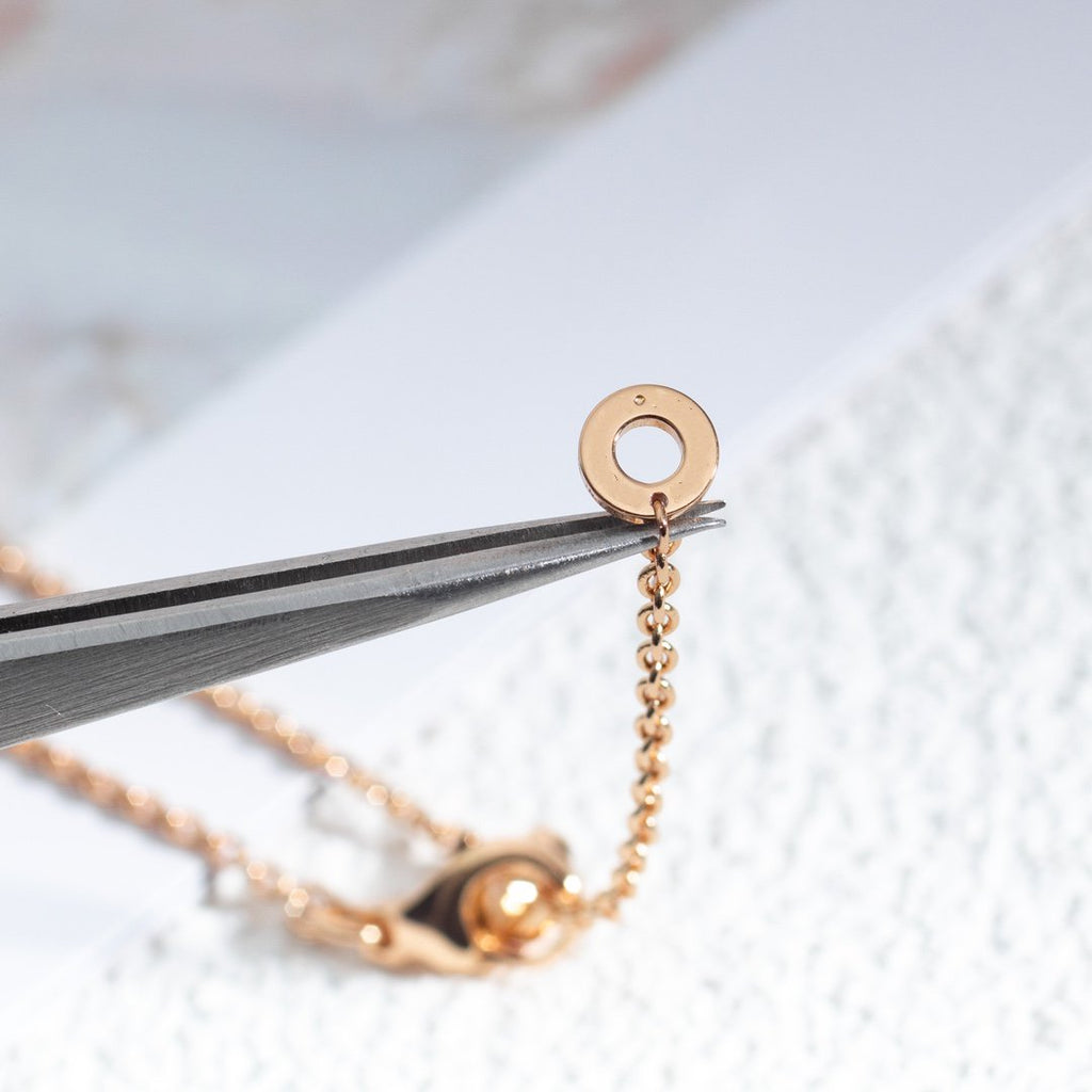 [⭐DORISW]ZERO 1 WEISSE KERAMIK ROSÉGOLD DIAMANT-HALSKETTE