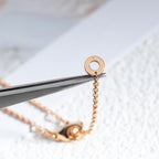 [⭐DORISW]ZERO 1 WEISSE KERAMIK ROSÉGOLD DIAMANT-HALSKETTE