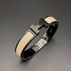 [⭐DORISW] H BRACELET 12MM BLACK BEIGE CERAMIC