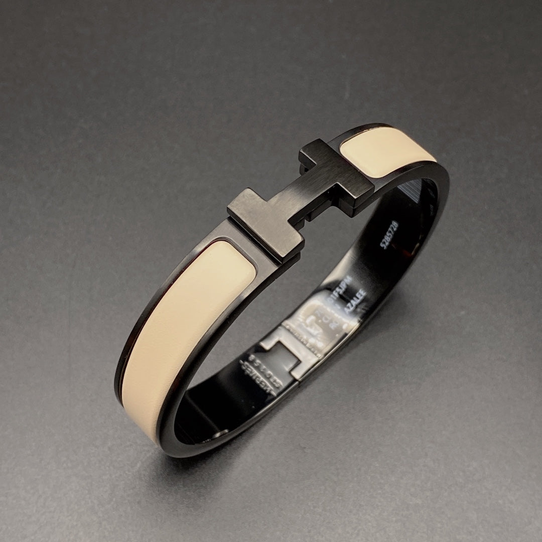 [⭐DORISW] H BRACELET 12MM BLACK BEIGE CERAMIC