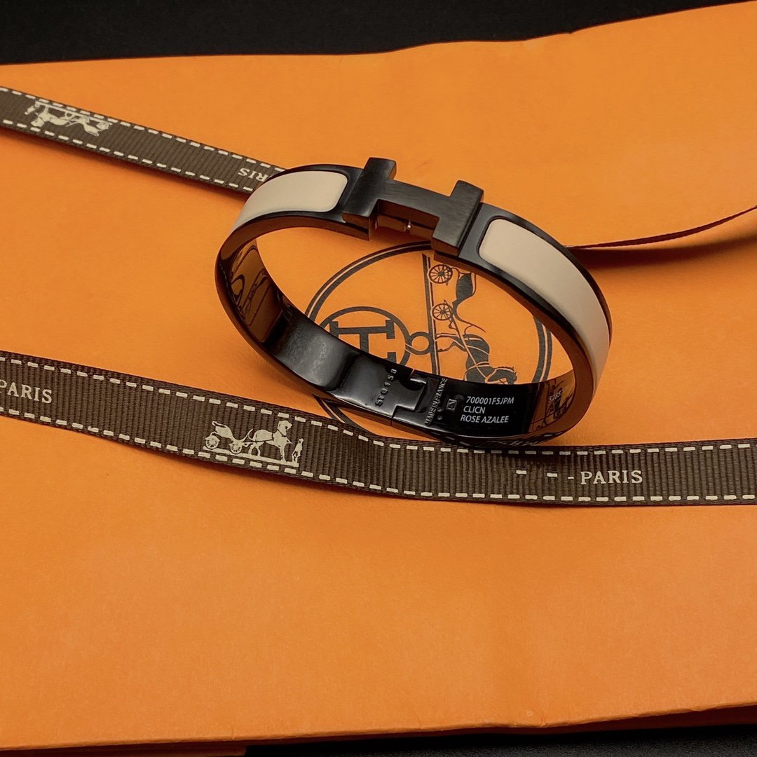 [⭐DORISW] H BRACELET 12MM BLACK BEIGE CERAMIC